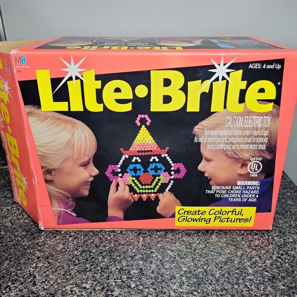 Vintage Milton Bradley Lite-Brite 4780 Tested‎ Works w/ Box Pegs Unused Sheets